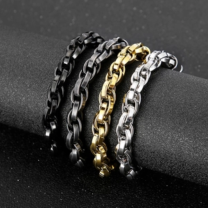 Bracelet tête de mort en acier robuste pour hommes en or, argent, noir et gris foncé