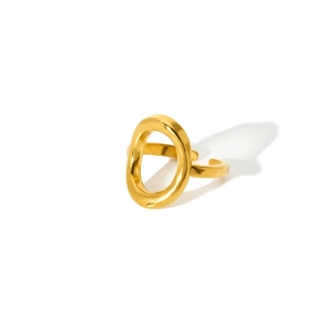 Vue détaillée de la structure de bague ouverte en acier inoxydable plaqué or