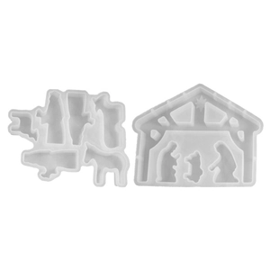 2-teiliges weißes Silikonform-Set für DIY 3D-Krippenszene und heilige Familie Kerzen