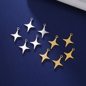 North Star Charms Stainless Steel Polished Starburst Pendants For DIY Jewelry Making Necklace Bracelet Accessory