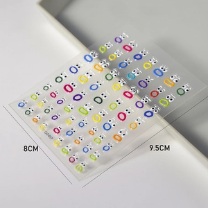 3D embossed nail art stickers featuring colorful cartoon eyes and funny mouth designs