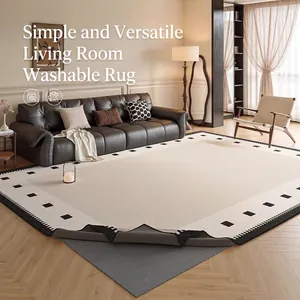 Machine Washable Rug Detachable Double Layer Chenille Geometric Non-Slip Carpet For Living Room Bedroom