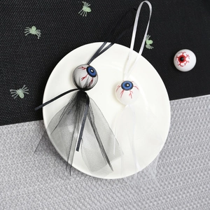 Halloween eyeball ornaments with black and white mesh set for creative DIY party decoration