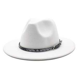 Fedora Hat Wide Brim Woolen Felt Woven Belt Metal Buckle Retro Vintage Style Unisex Jazz Cap Formal Casual Travel
