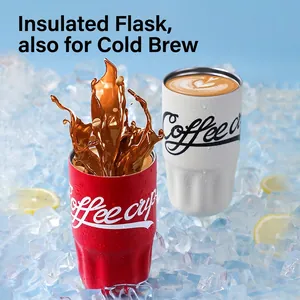 Tazze da caffè termiche in acciaio inox 316 rosse e bianche con effetto splash