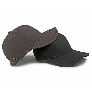 Minimalistische Baumwoll-Baseballkappen in Dunkelgrau und Schwarz mit Metallverschluss