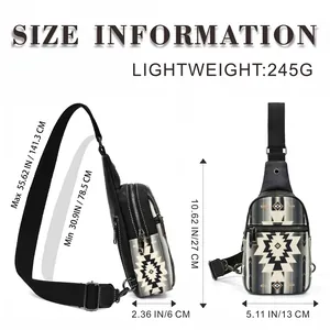 Bohemian canvas crossbody chest bag size guide with adjustable strap measurements