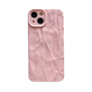 Pink wrinkled silicone phone case for iPhone 15 Pro Max with protective soft cover