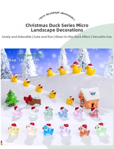 Luminous Christmas mini ducks with red hats for holiday snow scene DIY micro landscape