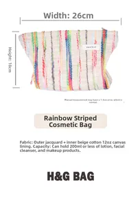 Trousse de toilette rayée avec doublure en toile de coton 12oz et intérieur spacieux