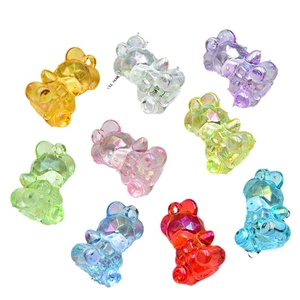 Colorful AB acrylic bear pendants for DIY jewelry and keychains in assorted vibrant colors
