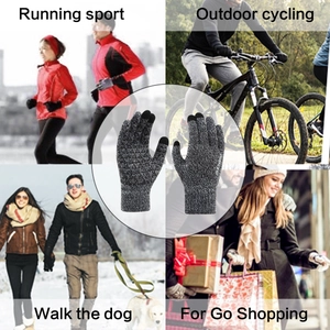 Multi-scene display of grey touchscreen winter gloves for running, cycling and walking