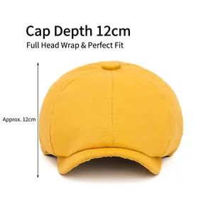 British vintage yellow newsboy cap for men and women with 12cm depth measurement