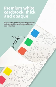 Detailed view of thick 12-page watercolor paper with animal outlines for kids