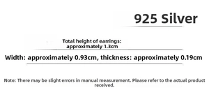 Detailed dimensions of 925 sterling silver cross stud earring with height and width specs