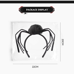 Detailed view of black spider headband dimensions for Halloween costume accessory