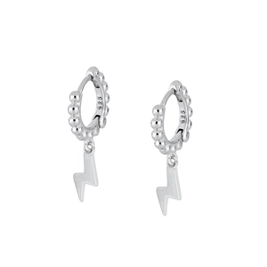Orecchini a cerchio con perline in argento S925 e ciondoli a forma di fulmine di moda