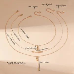 Detailed size chart showing multi-layer necklace lengths and teardrop pendant dimensions