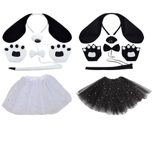 Panoplie de déguisement de chien dalmatien avec serre-tête, nœud papillon, queue et tutu