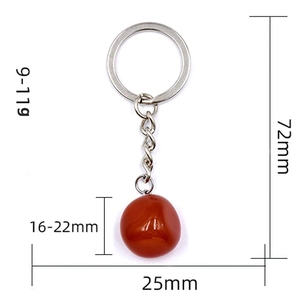 Detail showing the 72mm length and 25mm width of the natural agate stone keychain