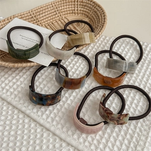 Acetate geometric hair rings with marble and tortoiseshell patterns for women's ponytail