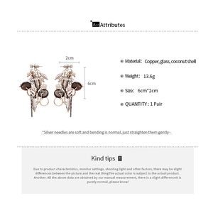 Infographic showing bohemian earrings dimensions of 6cm by 2cm with detailed material list