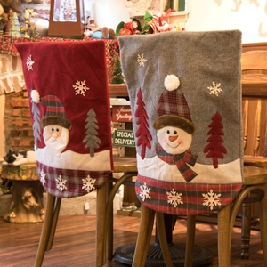 Coprisedie Natalizi Babbo Natale Pupazzo Di Neve Design 3D Poliestere Feltro Decorazione Sala Da Pranzo Festa Casa