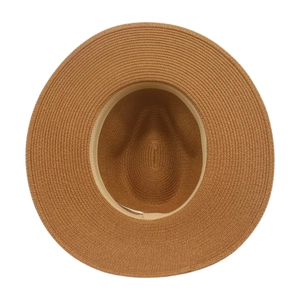 Chapeau de plage français en paille avec bord large et ruban de réglage pour femme en été