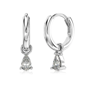 Elegant S925 sterling silver drop earrings featuring pear-shaped clear zircon pendants