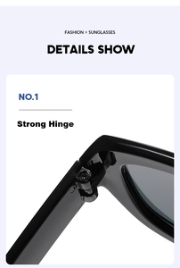 Close-up of durable metal hinge on retro black cat-eye sunglasses for women