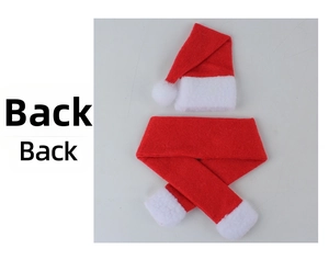 Detail of red and white Christmas mini hat and scarf set for bottle or pet decoration