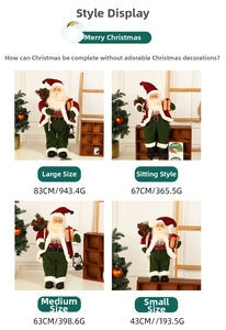 Detailed comparison of four Santa Claus plush dolls in various sizes and festive outfits