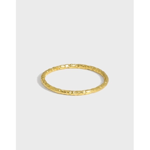 925 Sterling Silber Ring Hammerschlag Textur Unregelmäßiges Design Minimalistisches Dünnes Band Chic Schmuck Für Damen
