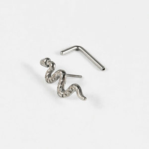 Clou de nez serpent en titane G23 avec tige en L en finition argent pour piercing