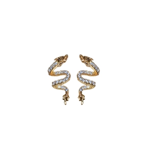 Luxurious gold-plated dragon-shaped earrings with sparkling zircon stones for women