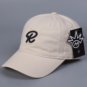 Gorra de Béisbol de Algodón con Bordado de Letra R para Mujer Hombre Minimalista Color Sólido Ajustable Visera Curva Sombrero de Sol