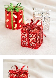 Christmas glowing gift box decorations for holiday party tree tabletop home display ornaments.