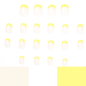 Faux ongles French minimalist avec pointes jaune vif et forme ronde lot de 20 pièces