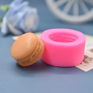 Macro view of macaron silicone mold showing realistic texture for DIY soap and candle making