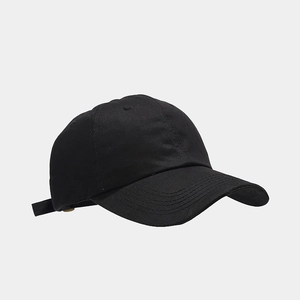 Detail shot of the six-panel construction and breathable eyelets on a black baseball cap