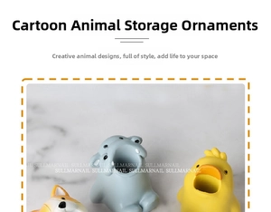 Detailed close-up of cartoon animal resin organizers featuring Corgi and Hippo designs