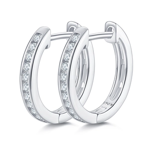 Luxury 925 Sterling Silver Moissanite Hoop Earrings For Women Gold Rose Gold Plated Round Geometric Inlaid Fashion Jewelry