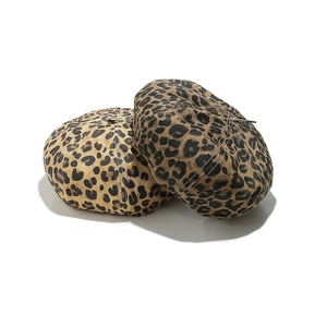 Chic leopard print beret hats in dark and light patterns for women's autumn winter fashion