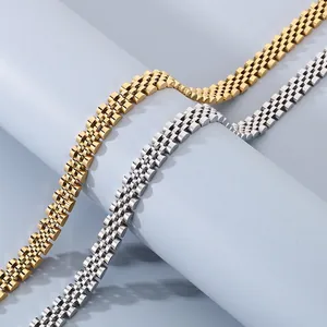 Stainless Steel Watchband Chain Necklace Hip Hop Punk Jubilee Link Fashion Jewelry For Men Unisex