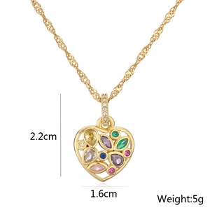 Detail of 18K gold plated heart necklace showing 2.2cm x 1.6cm size and 5g weight