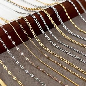 Assorted 18k gold plated titanium steel chain necklaces in gold, silver, and rose gold