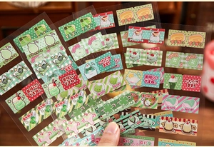 Macro detail of retro dessert PET stickers for DIY scrapbooking and planners