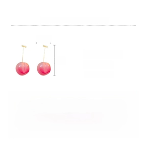 Detailed size chart of pink resin cherry drop earrings with length and weight info