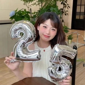 Digital Number Foil Balloons Aluminum Film Mylar Balloon Birthday Party Wedding Event Decoration Shiny Metallic Decor
