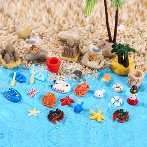 Micro Landscape Beach Ornaments Resin Sandcastle Octopus Palm Tree Miniature Mediterranean Style DIY Decor